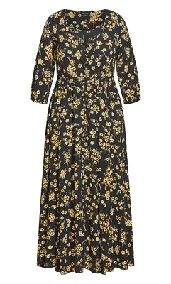 City Chic Golden Floral Desire Maxi Dress BNWT Ladies Plus Size S 16 • $49.50