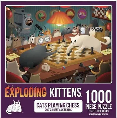 Exploding Kittens Puzzle Cats Playing Chess 1000 Pieces • $25