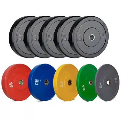 HCE 5kg-25kg Olympic Bumper Plates Set Home Gym Barbell Weight Lifting Crossfit • $46.99