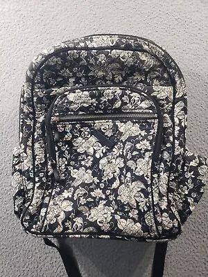 Vera Bradley Backpack Black White Floral Paisley Campus Travel Book Bag Hiking • $39.99