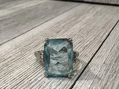 Vintage Aqua Marine 925 Woman’s Ring Size 8 • $40