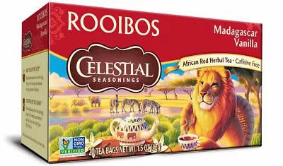 Celestial Seasonings Madagascar Vanilla Rooibos African Red Herbal - 20 Tea Bags • $4.29