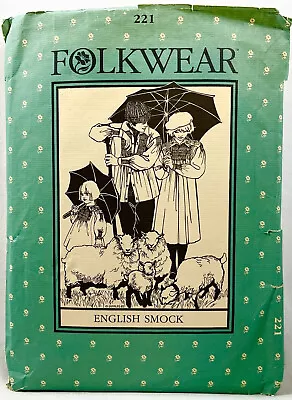 1982 Folkwear Sewing Pattern 221 Mens Womens Kids English Smock Vintage 12805 • $25