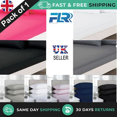 £2.50 • Buy Full Fitted Sheet Bed Sheets 100% Poly Cotton Single Double King Super King Size