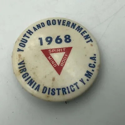 1968 YMCA Virginia Youth + Government 1-3/4  Pinback Sommer Badge Vintage   M6  • $11.01
