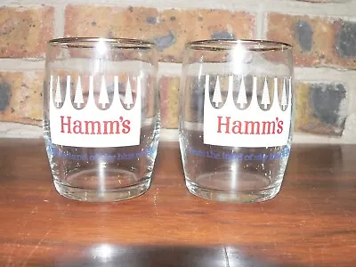 Lot Of 2 Vintage Hamm's Beer White Pine Trees Small 6 Ounce Drinking Glasses • $24.95
