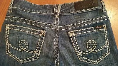 Womens 7 Seven Skinny Jeans Rhinestones / Thick Stitching Accents 27 X 30.5 • $16