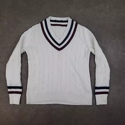 Brooks Brothers Sweater Mens Size Small White V-Neck Pullover Preppy ZZ • $17.99