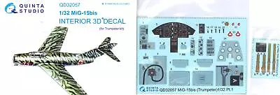 Quinta Studios 1/32 MIKOYAN MiG-15bis DECAL COLORED INTERIOR SET Trumpeter • $24.99