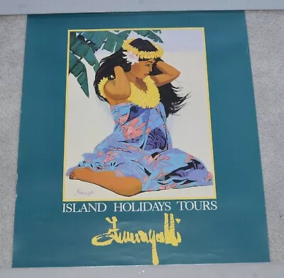 Vintage 1980's Hawaii Island Tours Poster Native Woman With Leis • $49.99