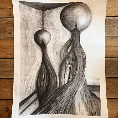 Vintage Charcoal Drawing Abstract Michael Wheeley C.1990’s • $34.86