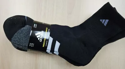 Adidas Men's Performance Crew Socks 4 Pack Black Fit Shoes Size 6-12 • $48.95