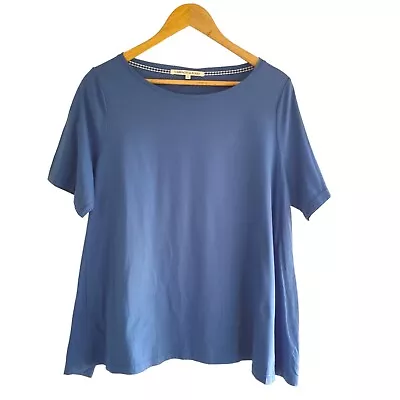 Cabbages And Roses Top Tunic Style Tshirt Boat Neck Relaxed Fit Blue Size Large • £19.99