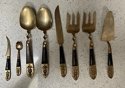 Siam Vintage Silverware Set Brass Thailand Serving Set Variety 8 Piece • $29.99