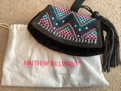 Matthew Williamson Pink And Blue Sequin Bag With Handle Large Tassel. • £40