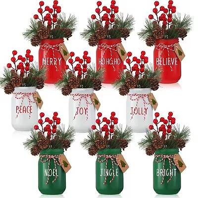 Set Of 9 Spring Mason Jar Table Centerpiece Decor 13 Oz Glass Spring Floral M... • $55.47