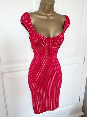 £40 • Buy Jane Norman Y2k Vintage Red White Polka Dot Milkmaid Gypsy Dress Size 10 12