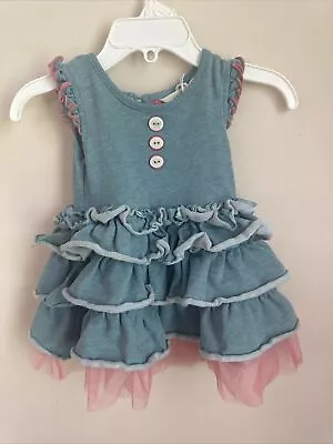 Matilda Jane Dress Size 3 To 6 Months Baby Girls Little Sprite Ruffles Blue Pink • $12