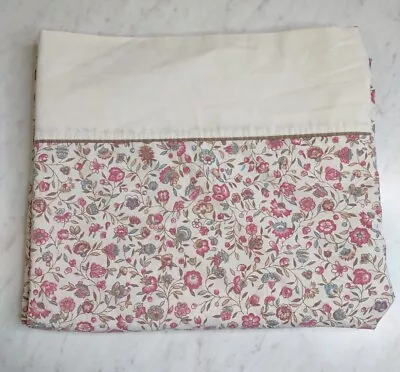 Vintage Springmaid Wondercale Queen Flat Sheet Pink Blue Colonial Floral • $18