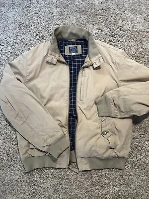 $23.90 • Buy Vintage J CREW Zip Jacket  Corduroy Collar Flannel Lined Tan Mens L