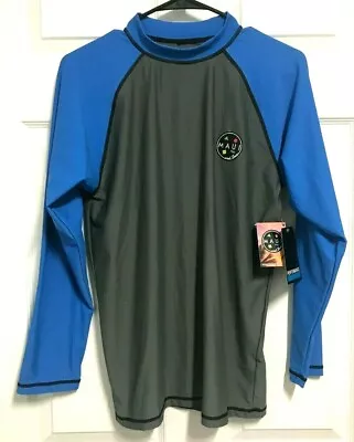 MAUI AND SONS Men Blue Gray L/S Swim Shirt Rash Guard-UPF 50+ Swimwear M NEW TAG • $9.99