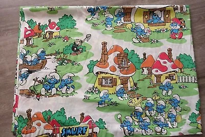 £34 • Buy Vintage Lawtex Smurfs Twin Fitted Flat Sheet Smurf Village Smurfette 2 Piece Set