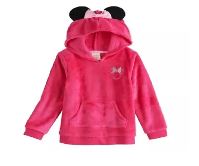 NWT Disney's Minnie Mouse Toddler Girl Plush Tunic Hoodie Jumping Beans 3T Pink • $11.95