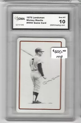 1978 Landsman Mickey Mantle GMA Gem Mint 10 • $60