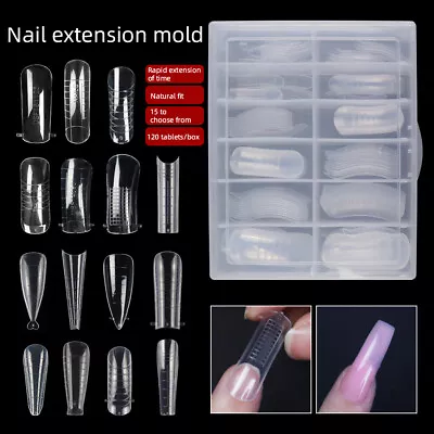 Aokitec 120Pcs Dual Forms Nail Tips Mould False Poly Gel Building Mold Varies • $7.99