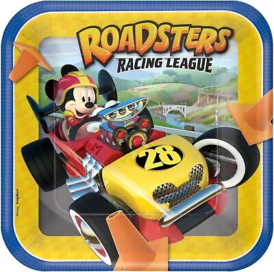 Mickey Mouse Roadster Disney Kids Birthday Party 9  Square Paper Dinner Plates • $9.77