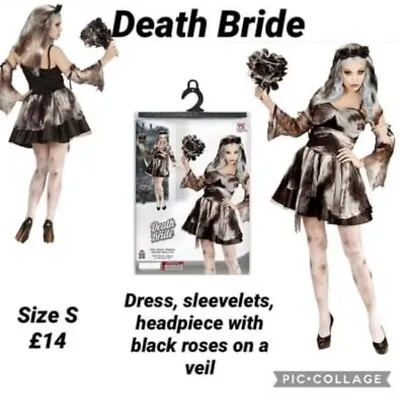 Death Bride Ladies Zombie Fancy Dress Costume Size Small Halloween • £14