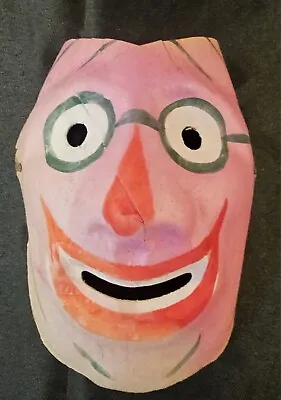 Vintage Handmade Pink Paper Mache Halloween Mask Great Condition • $34.30