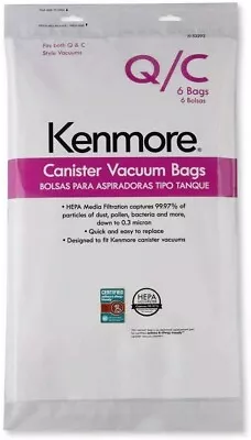 $15.95 • Buy Genuine  6-Pack Кеnmоrе Canister Vacuum Bags 53292 Type Q - C HEPA New