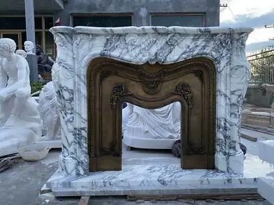 Custom Arabescoto Marble French Style Fireplace With Bronze -bmm21 • $9500