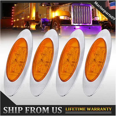 4x Oval Freightliner Trailer Truck Side Marker Lights Amber LED Clearance Light • $19.88