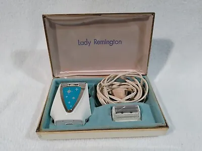 Vintage 1969 Lady Remington Case CL-285 Electric Shaver Works White Blue • $15
