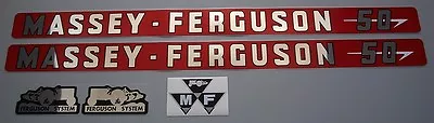 Decal Set For Massey-Ferguson MF 50 MF50 Tractor - Hood/Seat Vinyl Kit - US Made • $69.95