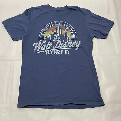 Walt Disney World Shirt Most Magical Place On Earth Graphic Shirt Blue Sz Small • £23.16