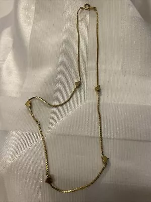 Vintage Trifari Gold Tone Hearts Necklace M17 16” • $14.99