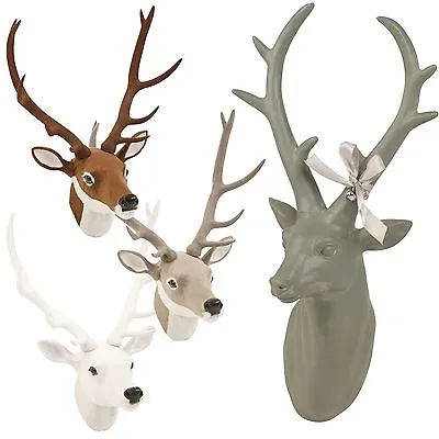 £10.99 • Buy Wall Mounted Reindeer Head Decoration Stag Ornament Deer Antler Trophy Christmas