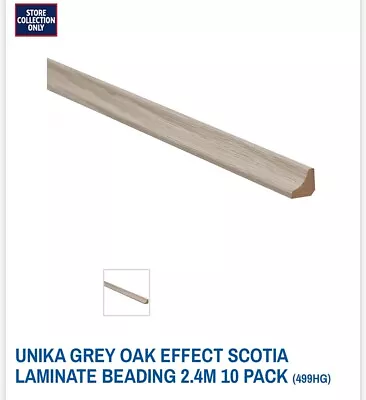 COLLECTION ONLY Screwfix Unika Grey Oak Effect Scotia Laminate Beading 2.4m • £5