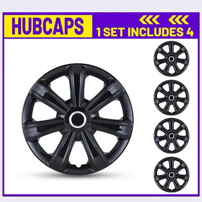 14  Set Of 4 Universal Wheel Rim Cover Hubcaps Snap On Car Truck SUV R14 Black • $40.99