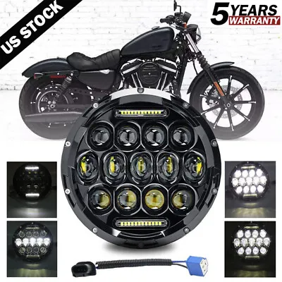 Round 7  Inch Motorcycle LED Headlight Hi/Lo Beam DRL 150W Headlamp • $38.79