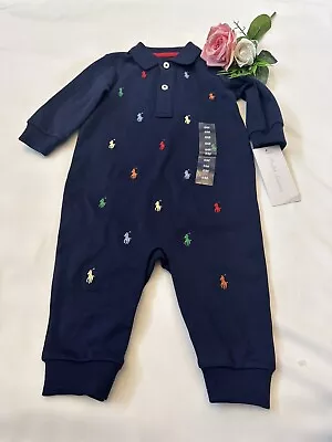 BNWT Baby Boys Ralph Lauren Babygrow Logo Romper Outfit Age 6 Months • £29.99