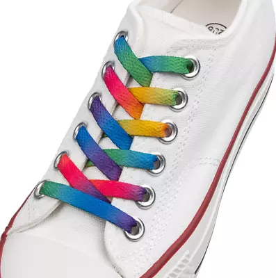 Flat Rainbow Laces PRIDE LGBTQ Replacement Lace For Trainers Sports Shoes 8mm • £2.95
