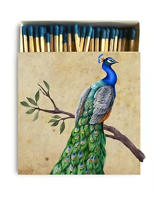 Curator Home Luxury Long Safety Matches I Peacock Design Square Match • £8.49