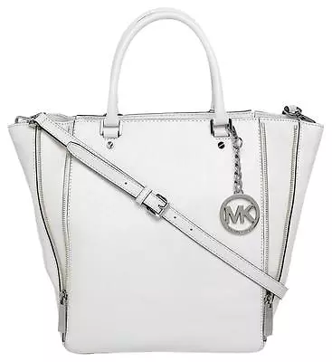 New Michael Kors Newman Optic White Leather Large Toteshoulder Bagcrossbody • $398.99