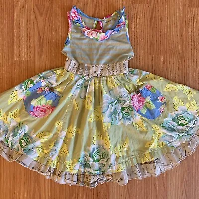 Mustard Pie 2T Twirl Dress Floral Ruffles Sleeveless Boutique Girls Toddler • $19.99