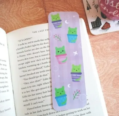 £2.49 • Buy Cute Bookmark, Cat Cactus Bookmark, Reader Gift For Book Lovers