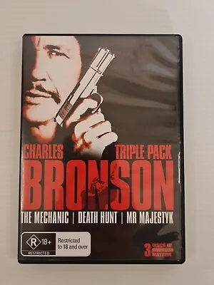 Charles Bronson Triple Pack - R4 3 Disc DVD The Mechanic Death Hunt Mr Majestyk • $12.98